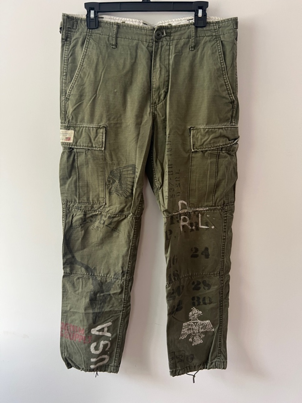 Ralph Lauren Denim & Supply. Rare Olive Green Military-Style Cargo Pants